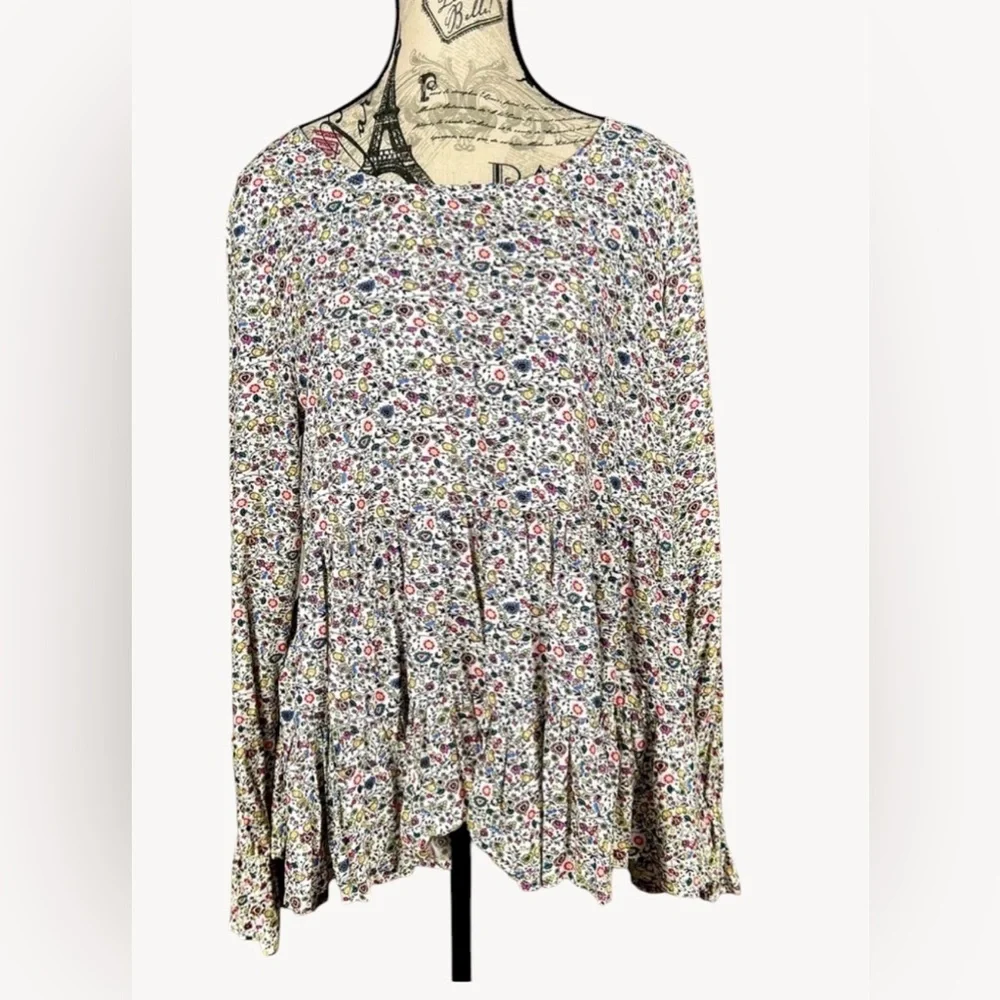 Jane and Delancey Multicolor CottageCore Floral Tunic Top Peplum size M - Picture 1 of 12